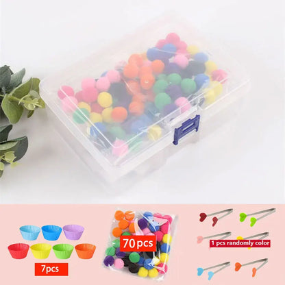 Arc-en-ciel amusant : jouet de tri Montessori avec pompons