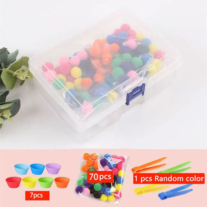 Arc-en-ciel amusant : jouet de tri Montessori avec pompons