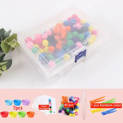 Arc-en-ciel amusant : jouet de tri Montessori avec pompons