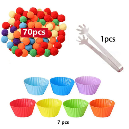 Arc-en-ciel amusant : jouet de tri Montessori avec pompons
