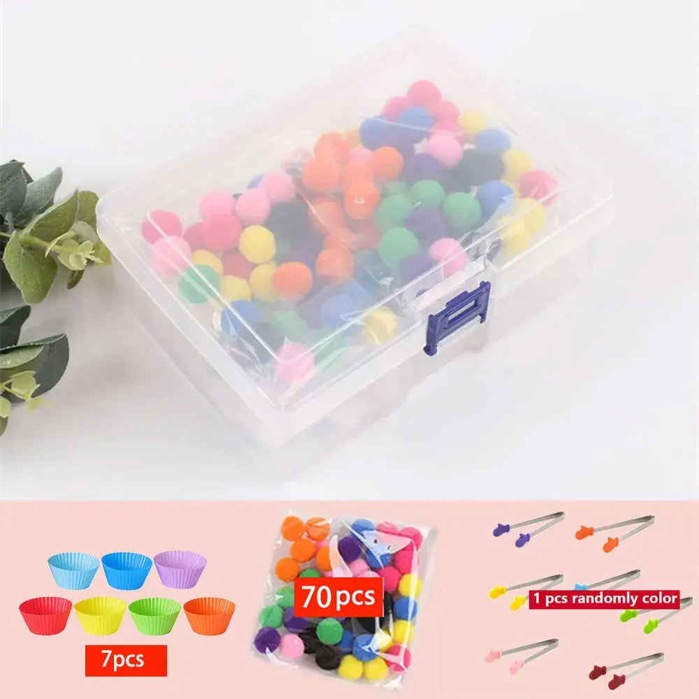 Arc-en-ciel amusant : jouet de tri Montessori avec pompons