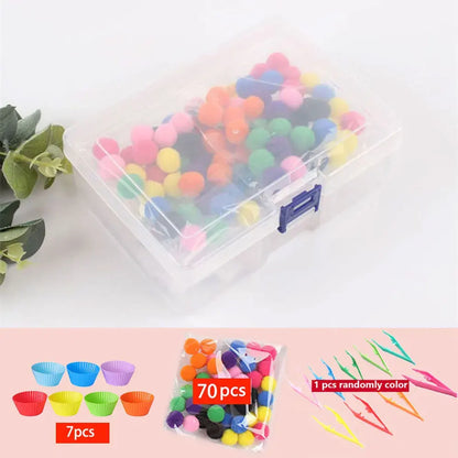 Arc-en-ciel amusant : jouet de tri Montessori avec pompons