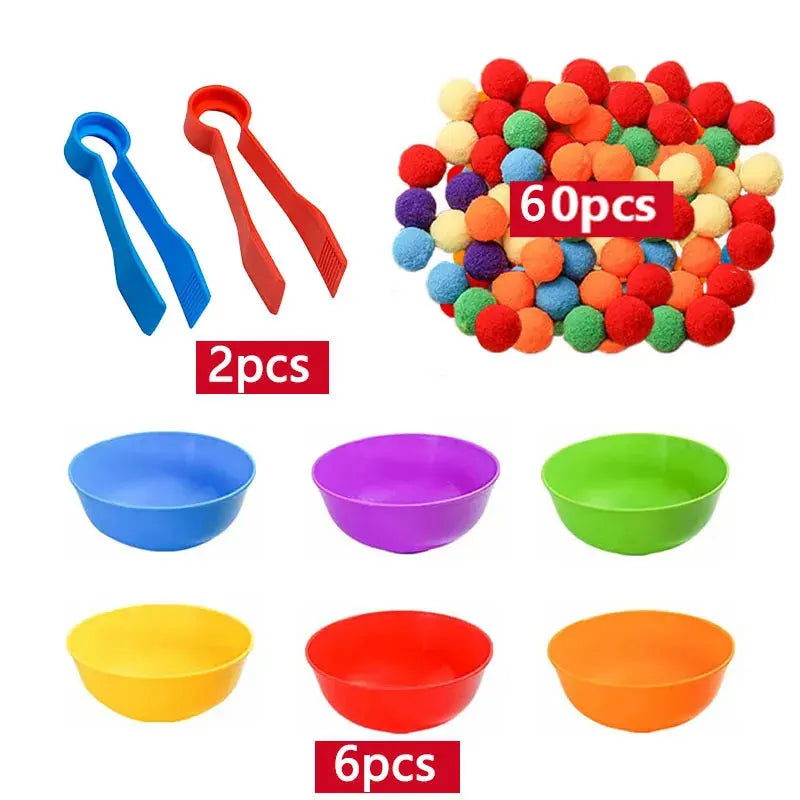 Arc-en-ciel amusant : jouet de tri Montessori avec pompons