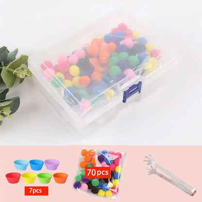 Arc-en-ciel amusant : jouet de tri Montessori avec pompons